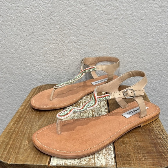 Steve Madden Apache Leather Beaded Sandals Size 10 - Picture 4 of 7